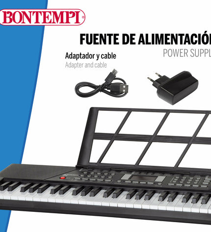 Two Bontempi electronic toy pianos for children, measuring 75x20x22 cm, with keys and colorful design visible.
