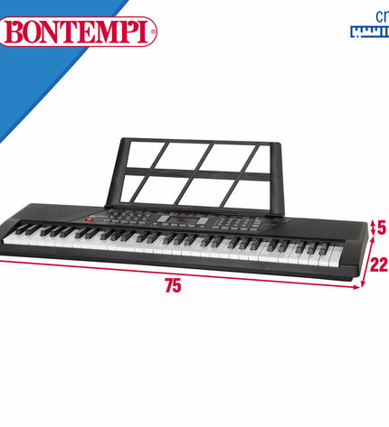 Two Bontempi electronic toy pianos for children, measuring 75x20x22 cm, with colorful keys and musical features.