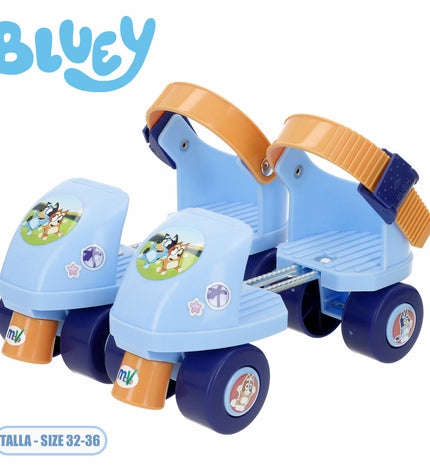 Bluey branded blue toy skates for children, size 32-36, designed for outdoor play and active fun.