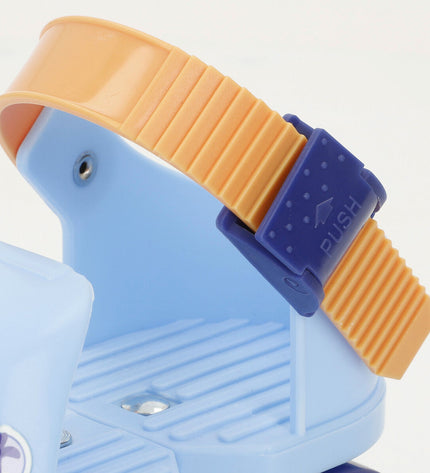 Bluey brand blue children's skates for ages 32-36, shown in a pair with blue and black details for outdoor play and sports.