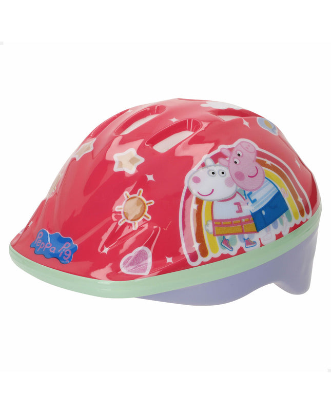 Peppa Pig children's bicycle helmet in red, size 48-52 cm, designed for kids' outdoor riding and cycling safety.