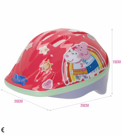 Peppa Pig children's bike helmet in red, sports outdoor style, for ages 48-52 cm, with cartoon Peppa Pig design.