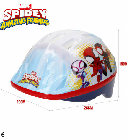 Spidey Kinder fietshelm in Spidey design, sports outdoor style, for ages 48-52 cm, suitable for cycling and outdoor activities.