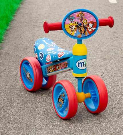 Two Paw Patrol toy tricycles, 47x37x25 cm, designed for kids' outdoor play, featuring colorful Paw Patrol branding.