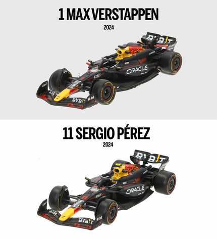 Six Red Bull F1 2024 RB20 toy cars, detailed miniature vehicle toys from Red Bull, designed for play and collection.