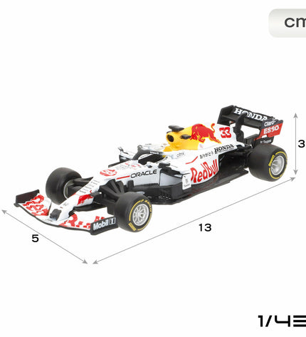 Set of four Red Bull Verstap toy cars, colorful miniature vehicles for play and collection, part of Red Bull toys and games collection.