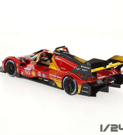 Red Ferrari 499P Le Mans toy car from the Ferrari play vehicles collection, detailed miniature vehicle for kids.