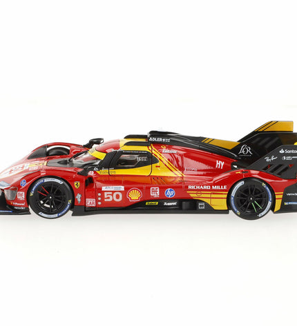 Red Ferrari 499P Le Mans 2024 toy car from the Ferrari playset, detailed miniature vehicle for kids and collectors.