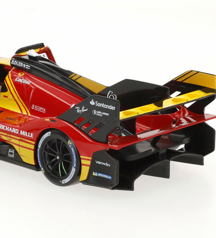 Yellow Ferrari 499P Le Mans 2024 toy car from Ferrari, detailed miniature vehicle for play and display.