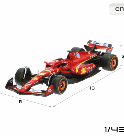 Six Ferrari F1 2024 toy cars, detailed miniature racing vehicles from the Ferrari brand, designed for play and collection.