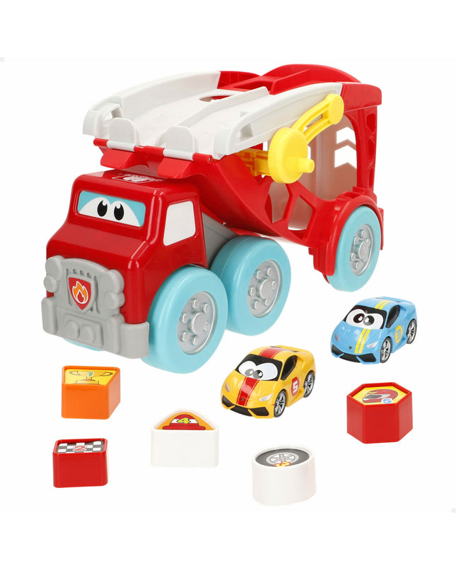 Set of two BigBuy Fun toy autotransporters and wagons, 32x19x15 cm, with 8 removable parts, for children’s play and vehicle fun.