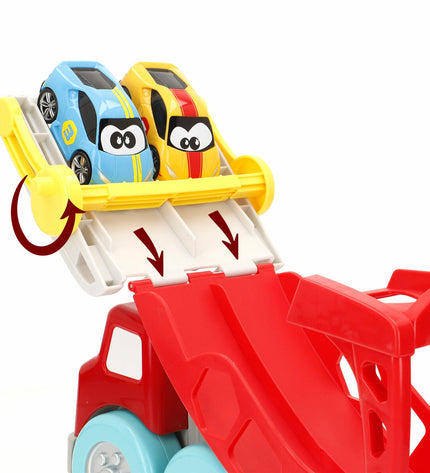 BigBuy Fun autotransporter and wagon set with 8 pieces, toy vehicle in size 32x19x15 cm, suitable for kids' play.