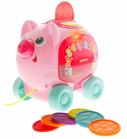 Set of four Winfun baby plush toys, 17x16x13 cm, soft and colorful playthings for young children.
