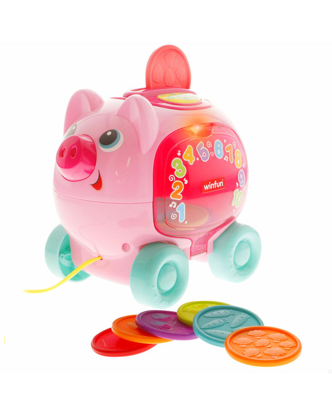 Set of four Winfun baby plush toys, 17x16x13 cm, soft and colorful playthings for young children.