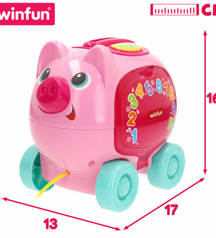 Set of four Winfun baby plush toys, soft colorful stuffed animals for young children, measuring approximately 17x16x13 cm.
