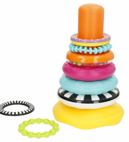Winfun stacking blocks for babies, set of 6, colorful plastic toys measuring 13 x 20 x 13 cm, designed for young children’s play.