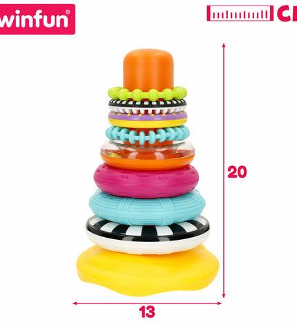 Winfun stacking blocks toy for babies, 6-piece set of colorful, durable plastic blocks for young children’s play and development.