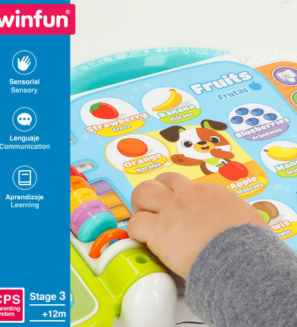 Set of four Winfun interactive children's books with colorful covers, designed for playful learning and entertainment.