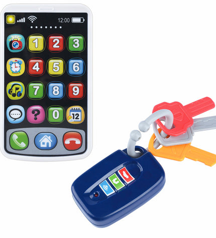 Set of six PlayGo toy phones, 7x11x2 cm, colorful imitation play phones for kids, ideal for pretend play and imaginative games.