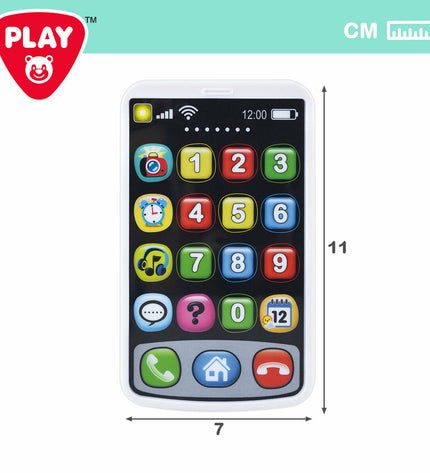 Six PlayGo toy phones, 7x11x2 cm each, in vibrant colors, designed for pretend play and imiteerspelletjes.