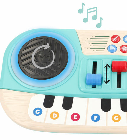 Set of four PlayGo music toys for babies, colorful and small, measuring 31x4x17 cm, designed for young children’s play.