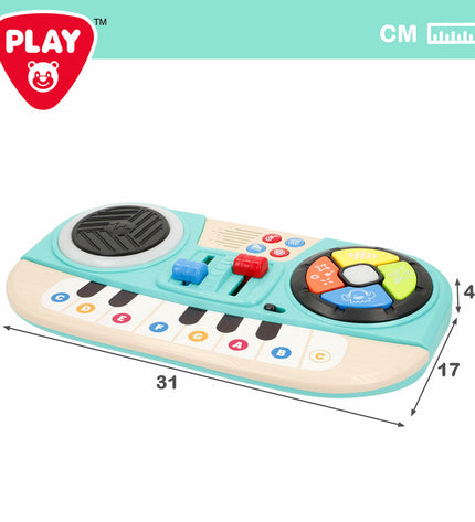 Set of four PlayGo musical toys for babies, colorful and small-sized, designed for young children’s entertainment and development.