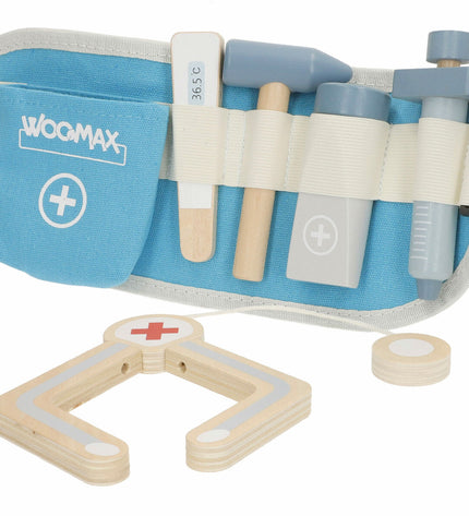Colorbaby Gezondheidscentrum speelgoed set with 6 colorful pretend medical tools for kids' play and imitative games.