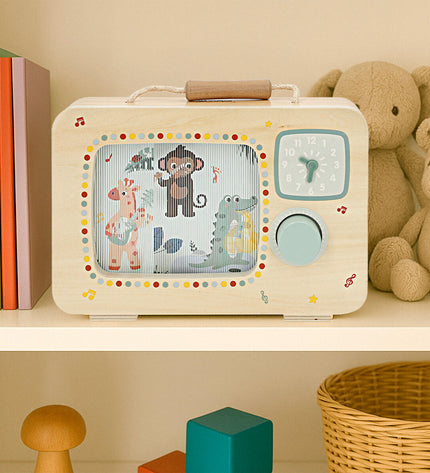 Set of four Woomax interactive baby toys, colorful and small, measuring 24x17x5 cm, designed for young children’s play.