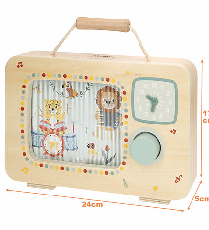 Set of four Woomax interactive baby toys, 24x17x5 cm, designed for young children to explore and play.
