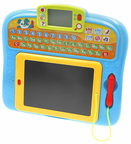 Two Winfun interactive kids' tablets with colorful screens and buttons, designed for children’s electronic play and learning.