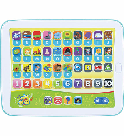 Six PlayGo educational tablets for kids, electronic toy with colorful screens and playful designs, ideal for learning and entertainment.