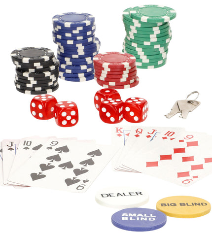 Colorbaby Pokerset with 110 colorful pieces, 4 toys for kids, perfect for imaginative play and game accessories.