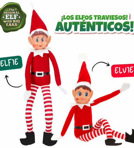 Six soft Elves Behavin' Badly Elvie and Elfie plush toys from Ondeugende Elf Elves set, featuring colorful, cuddly elf characters.