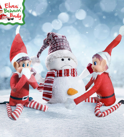 Set of six Elves Behavin' Badly Elf plush toys, soft stuffed toys featuring playful Elvie and Elfie characters from Ondeugende Elf collection.