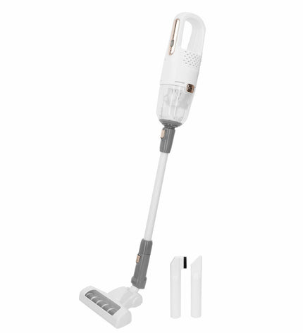 Set of two PlayGo toy vacuum cleaners, 17x75x14 cm, with seven detachable parts, designed for pretend play and imaginative fun.