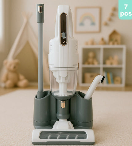 PlayGo toy vacuum cleaner set with two 17x75x14 cm pretend cleaning tools and seven accessories for kids' role-play.