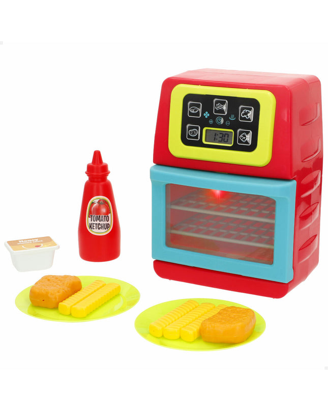 PlayGo toy fryers set with four pretend plastic fryers, measuring 14 x 19.5 x 11 cm, for imaginative play and role-playing fun.