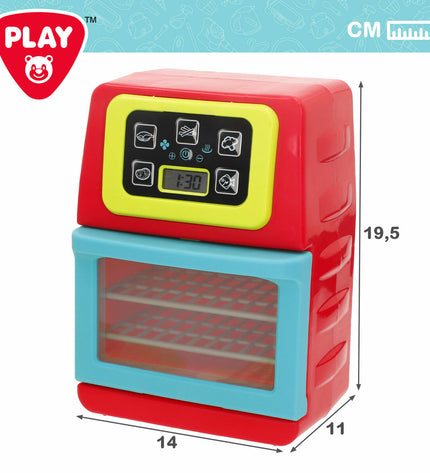 Set of four PlayGo toy fryers, each about 14x19.5x11 cm, designed for pretend play and imitation cooking games.
