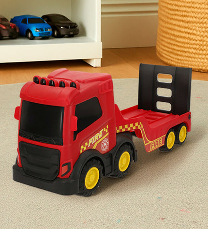 Set of four Teamsterz fire truck toys, each 49x18x13 cm, featuring colorful emergency vehicle details for imaginative play.