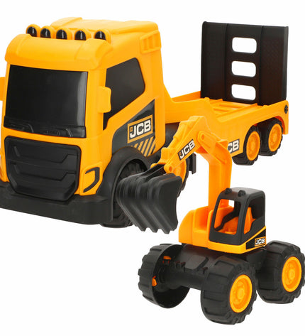 Set of four Teamsterz public works trucks, 40x18x13 cm, colorful toy vehicles for children’s play and imaginative fun.