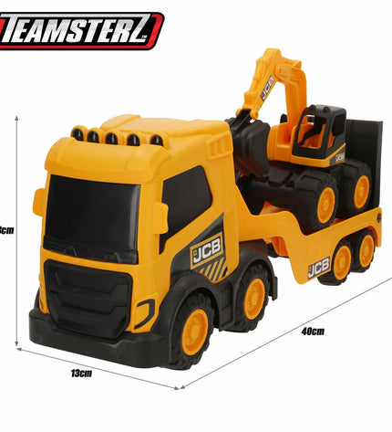 Set of four Teamsterz public works trucks toy vehicles, 40x18x13 cm, detailed plastic construction vehicles for kids.