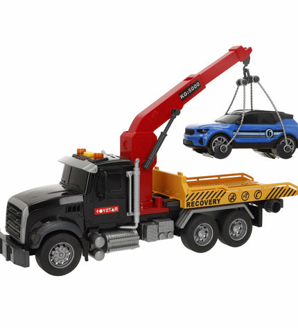 Set of six Speed & Go toy crane trucks, each measuring 31x17x10 cm, featuring colorful vehicle designs for children.