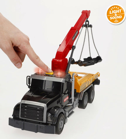 Six Speed & Go toy crane trucks, measuring 31x17x10 cm, featuring vibrant colors and realistic vehicle details.