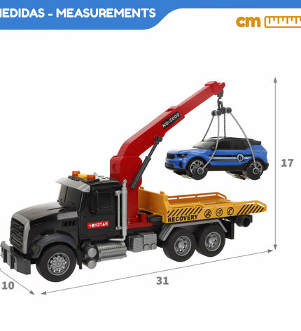 Six Speed & Go toy crane trucks, 31x17x10 cm, colorful plastic vehicles for kids' play and imaginative transportation fun.