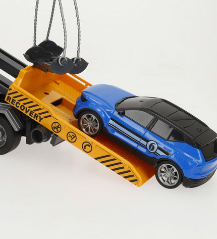 Six Speed & Go toy crane trucks, 31x17x10 cm, colorful toy vehicles for children, featuring detailed crane and vehicle design.