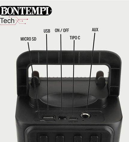 Bontempi karaoke microphone and speaker set with 12 pieces, colorful electronic toy for kids' singing and play entertainment