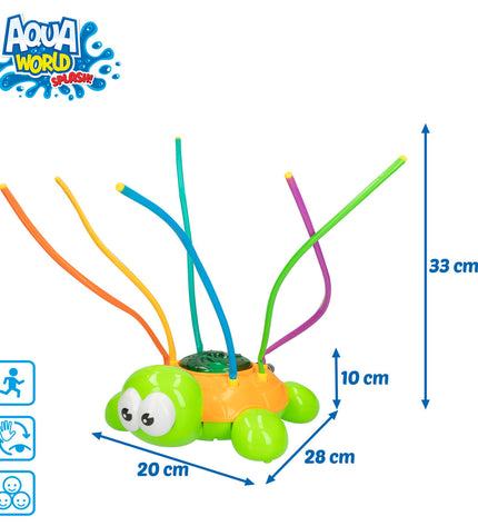 Colorbaby plastic watersproeier set with six colorful spray toys, ideal for outdoor play, measuring 28 x 9 x 20 cm.
