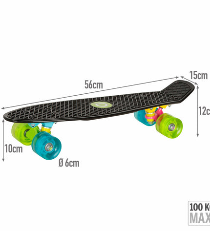Set of four EVO skateboard toys, colorful plastic skateboards for kids, suitable for outdoor play and sports activities.