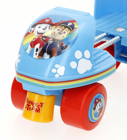 Pair of Paw Patrol skates for kids, featuring colorful design and adjustable straps, ideal for outdoor play and fun activities.