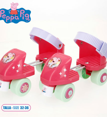 Pair of Peppa Pig skate toys for children, featuring colorful design and character images, suitable for outdoor play and fun activities.